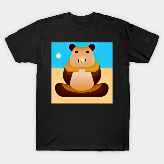 Capybara Bear Zen Monk Vector Illustration sitting in meditation T-Shirt by SubtleSplit